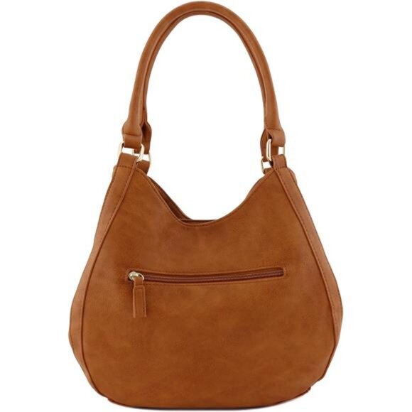 Lightweight 3 Compartment Faux Leather Medium Hobo Bag - Picture 4 of 7